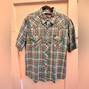Southern Threads | Western Casual Button Down Shirts | Blue Plaid | XL